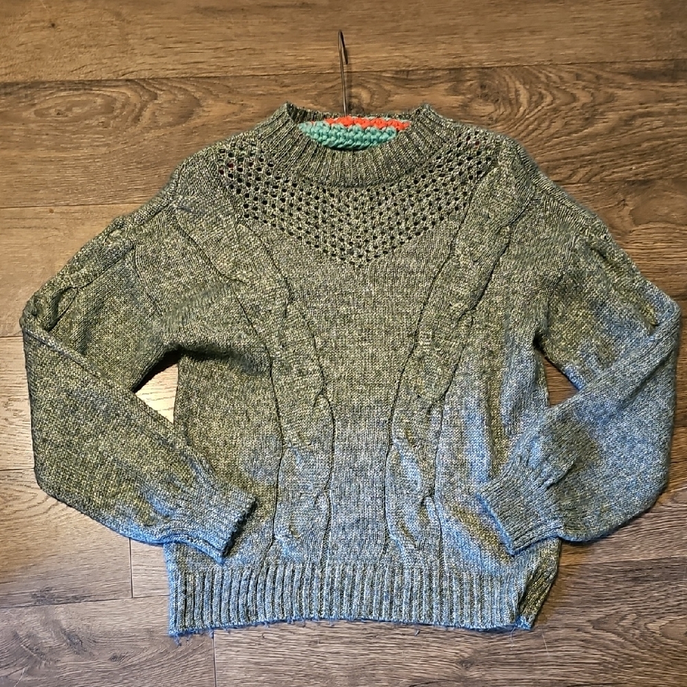 Y2k LC Lauren Conrad Green Gray Knit Women's Sweater Medium Stretch Soft